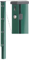 Vierkant - Pfosten 6x4 cm, verzinkt und grün beschichtet, für Stabmattenzäune. mit Zaunhaltern in 40cm Abstand und Blendleiste